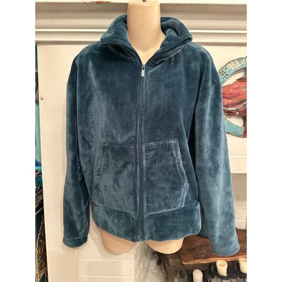 CHAMPION TEAL BLUE FAUX FUR WARMUP YOGA GORPCORE JACKET XS - Picture 6 of 7